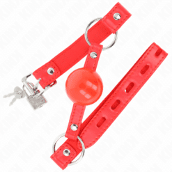 Comprar KINK - MORDAZA DE BOLA 4 CM TPE CON CANDADO ROJO 60 x 2 CM al mejor precio - Envíos Discretos