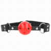 Comprar KINK - MORDAZA DE BOLA 4 CM TRANSPIRABLE CON DOBLE REMACHE DE CUERO 62 x 2.5 CM AJUSTABLE 42-58 CM al mejor precio - Envíos Discretos