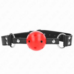 Comprar KINK - MORDAZA DE BOLA 4 CM TRANSPIRABLE CON DOBLE REMACHE DE CUERO 62 x 2.5 CM AJUSTABLE 42-58 CM al mejor precio - Envíos Discretos
