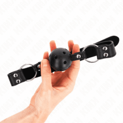 Comprar KINK - MORDAZA DE BOLA 4 CM TRANSPIRABLE CON DOBLE REMACHE MODELO 1 NEGRO 62 x 2.5 CM AJUSTABLE 42-58 CM al mejor precio - Envíos Discretos