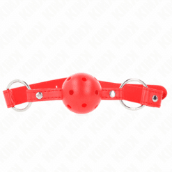 Comprar KINK - MORDAZA DE BOLA 4 CM TRANSPIRABLE CON DOBLE REMACHE MODELO 1 ROJO 62 x 2.5 CM AJUSTABLE 42-58 CM al mejor precio - Envíos Discretos