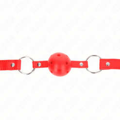 Comprar KINK - MORDAZA DE BOLA 4 CM TRANSPIRABLE CON DOBLE REMACHE MODELO 1 ROJO 62 x 2.5 CM AJUSTABLE 42-58 CM al mejor precio - Envíos Discretos
