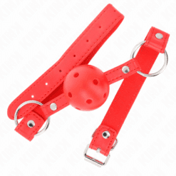 Comprar KINK - MORDAZA DE BOLA 4 CM TRANSPIRABLE CON DOBLE REMACHE MODELO 1 ROJO 62 x 2.5 CM AJUSTABLE 42-58 CM al mejor precio - Envíos Discretos