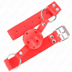 Comprar KINK - MORDAZA DE BOLA 4.5 CM DURA HUECA ROJO COMPLETA 62 x 2 CM al mejor precio - Envíos Discretos