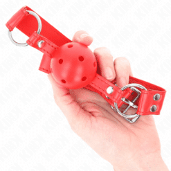 Comprar KINK - MORDAZA DE BOLA 4.5 CM DURA HUECA ROJO COMPLETA 62 x 2 CM al mejor precio - Envíos Discretos