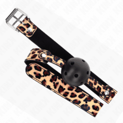 Comprar KINK - MORDAZA DE BOLA 4.5 CM TRANSPIRABLE LEOPARDO 65 x 2.5 CM al mejor precio - Envíos Discretos