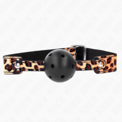 Comprar KINK - MORDAZA DE BOLA 4.5 CM TRANSPIRABLE LEOPARDO 65 x 2.5 CM al mejor precio - Envíos Discretos