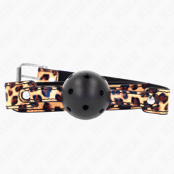 Comprar KINK - MORDAZA DE BOLA 4.5 CM TRANSPIRABLE LEOPARDO 65 x 2.5 CM al mejor precio - Envíos Discretos