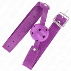 Comprar KINK - MORDAZA DE BOLA 4.5 CM TRANSPIRABLE MORADO 65 x 2.5 CM al mejor precio - Envíos Discretos