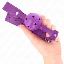 Comprar KINK - MORDAZA DE BOLA 4.5 CM TRANSPIRABLE MORADO 65 x 2.5 CM al mejor precio - Envíos Discretos