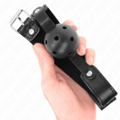 Comprar KINK - MORDAZA DE BOLA 4.5 CM TRANSPIRABLE NEGRO 65 x 2.5 CM al mejor precio - Envíos Discretos