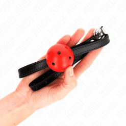 Comprar KINK - MORDAZA DE BOLA 4.5 CM TRANSPIRABLE SIMPLICITY ROJO 62 x 1.5 CM al mejor precio - Envíos Discretos