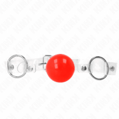 Comprar KINK - MORDAZA DE BOLA ROJA DE PVC TRANSPARENTE AJUSTABLE al mejor precio - Envíos Discretos