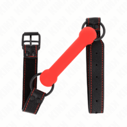Comprar KINK - MORDAZA FORMA DE HUESO CON CORREA POLIPIEL ROJO AJUSTABLE 41-57 CM al mejor precio - Envíos Discretos