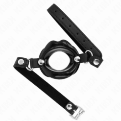 Comprar KINK - MORDAZA LABIAL 8 CM CON CORREA DE POLIPIEL NEGRO 63 x 2 CM AJUSTABLE 39-58 CM al mejor precio - Envíos Discretos