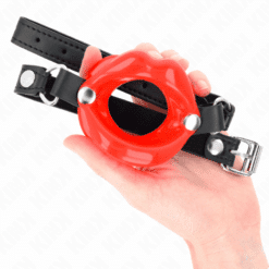 Comprar KINK - MORDAZA LABIAL 8 CM CON CORREA DE POLIPIEL ROJO 63 x 2 CM AJUSTABLE 39-58 CM al mejor precio - Envíos Discretos
