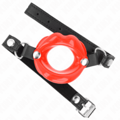 Comprar KINK - MORDAZA LABIAL 8 CM CON CORREA DE POLIPIEL ROJO 63 x 2 CM AJUSTABLE 39-58 CM al mejor precio - Envíos Discretos