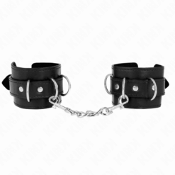 Comprar KINK - MUÑEQUERAS CON 3 ANILLAS EN D AJUSTABLE NEGRO 17.5-25 CM X 6 CM al mejor precio - Envíos Discretos