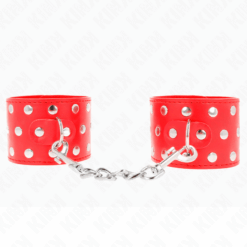 Comprar KINK - MUÑEQUERAS CON CIERRE A PRESIÓN LLENO DE TACHUELAS AJUSTABLE ROJO 19-24 CM X 5.5 CM al mejor precio - Envíos Discretos