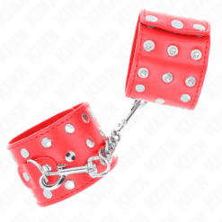 Comprar KINK - MUÑEQUERAS CON CIERRE A PRESIÓN LLENO DE TACHUELAS AJUSTABLE ROJO 19-24 CM X 5.5 CM al mejor precio - Envíos Discretos