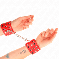 Comprar KINK - MUÑEQUERAS CON CIERRE A PRESIÓN LLENO DE TACHUELAS AJUSTABLE ROJO 19-24 CM X 5.5 CM al mejor precio - Envíos Discretos
