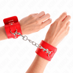 Comprar KINK - MUÑEQUERAS CON CIERRE CANDADO ROJO AJUSTABLE 16-23 CM X 5.5 CM al mejor precio - Envíos Discretos