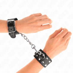 Comprar KINK - MUÑEQUERAS CON DOBLE LÍNEA DE TACHUELAS AJUSTABLE NEGRO al mejor precio - Envíos Discretos