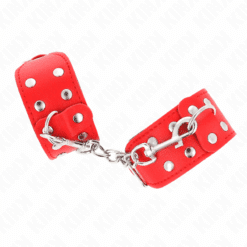 Comprar KINK - MUÑEQUERAS CON DOBLE LÍNEA DE TACHUELAS AJUSTABLE ROJO al mejor precio - Envíos Discretos