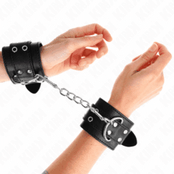 Comprar KINK - MUÑEQUERAS CON DOBLE LÍNEA DE TACHUELAS NEGRO AUSTABLE 19-26 CM al mejor precio - Envíos Discretos
