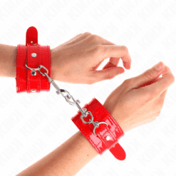 Comprar KINK - MUÑEQUERAS CON TACHUELAS ROJO AJUSTABLE 23-33 CM al mejor precio - Envíos Discretos