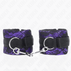 Comprar KINK - MUÑEQUERAS CORTAS DE ENCAJE TERCIOPELO Y UNIÓN DE NYLON VIOLETA/NEGRO 23 X 6.5 CM al mejor precio - Envíos Discretos