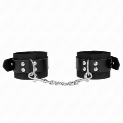 Comprar KINK - MUÑEQUERAS DE NYLON NEGRO CON CORREA CUERO NEGRO AJUSTABLE 19-29 CM X 5.1 CM al mejor precio - Envíos Discretos