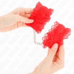 Comprar KINK - MUÑEQUERAS ELÁSTICAS DE ENCAJE ROJO al mejor precio - Envíos Discretos