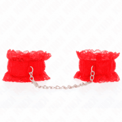 Comprar KINK - MUÑEQUERAS ELÁSTICAS DE ENCAJE ROJO al mejor precio - Envíos Discretos