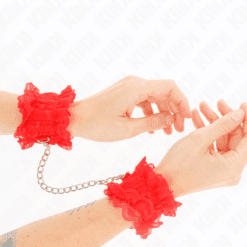 Comprar KINK - MUÑEQUERAS ELÁSTICAS DE ENCAJE ROJO al mejor precio - Envíos Discretos