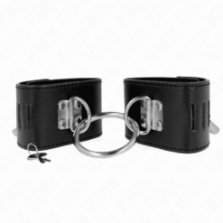 Comprar KINK - MUÑEQUERAS FIJAS CON ANILLA Y CIERRE CANDADO NEGRO AJUSTABLE 16-23 CM X 5.5 CM al mejor precio - Envíos Discretos