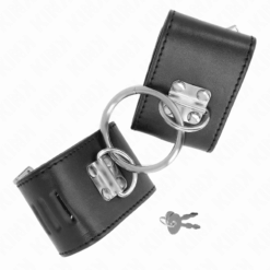 Comprar KINK - MUÑEQUERAS FIJAS CON ANILLA Y CIERRE CANDADO NEGRO AJUSTABLE 16-23 CM X 5.5 CM al mejor precio - Envíos Discretos