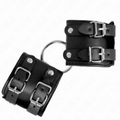 Comprar KINK - MUÑEQUERAS FIJAS CON ANILLA Y TACHUELAS NEGRO AJUSTABLE 17-22 CM X 6.5 CM al mejor precio - Envíos Discretos