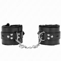 Comprar KINK - MUÑEQUERAS FORRADAS CON AGUJEROS CUADRADOS NEGRO Y CORREA NEGRO AJUSTABLE 17-29 CM X 6 CM al mejor precio - Envíos Discretos
