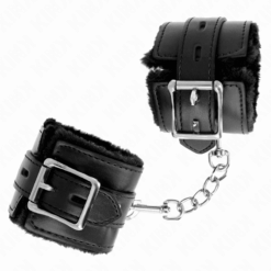 Comprar KINK - MUÑEQUERAS FORRADAS CON AGUJEROS CUADRADOS NEGRO Y CORREA NEGRO AJUSTABLE 17-29 CM X 6 CM al mejor precio - Envíos Discretos