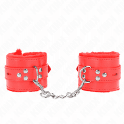 Comprar KINK - MUÑEQUERAS FORRADAS CON AGUJEROS CUADRADOS ROJO Y CORREA ROJO AJUSTABLE 17-29 CM X 6 CM al mejor precio - Envíos Discretos