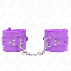 Comprar KINK - MUÑEQUERAS FORRADAS CON AGUJEROS CUADRADOS VIOLETA Y CORREA VIOLETA AJUSTABLE 17-29 CM X 6 CM al mejor precio - Envíos Discretos