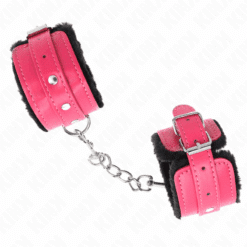 Comprar KINK - MUÑEQUERAS FORRADAS PREMIUM NEGRO CON CORREA FUCSIA AJUSTABLE 17-29 CM X 6 CM al mejor precio - Envíos Discretos