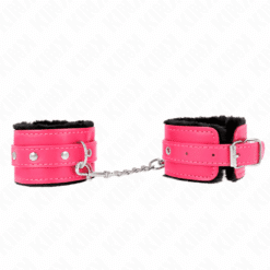 Comprar KINK - MUÑEQUERAS FORRADAS PREMIUM NEGRO CON CORREA FUCSIA AJUSTABLE 17-29 CM X 6 CM al mejor precio - Envíos Discretos