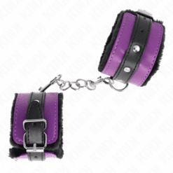 Comprar KINK - MUÑEQUERAS FORRADAS PREMIUM NEGRO CON CORREA VIOLETA / NEGRO AJUSTABLE 17-29 CM X 6 CM al mejor precio - Envíos Discretos