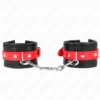 Comprar KINK - MUÑEQUERAS NEGRO CON CORREA ROJO AJUSTABLE 17-28 CM X 6 CM al mejor precio - Envíos Discretos