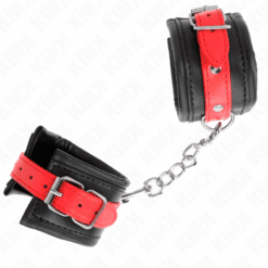 Comprar KINK - MUÑEQUERAS NEGRO CON CORREA ROJO AJUSTABLE 17-28 CM X 6 CM al mejor precio - Envíos Discretos