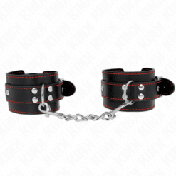 Comprar KINK - MUÑEQUERAS NEGRO CON DETALLES EN ROJO AJUSTABLE 20-28 CM X 5.5 CM al mejor precio - Envíos Discretos