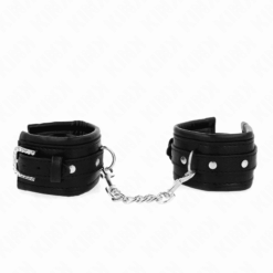 Comprar KINK - MUÑEQUERAS NEGRO CON HEBILLA DE DIAMANTES DE IMITACIÓN AJUSTABLE 25-32 CM X 5.5 CM al mejor precio - Envíos Discretos