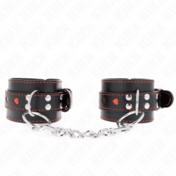 Comprar KINK - MUÑEQUERAS NEGRO CON INCRUSTACIÓN DE CORAZÓN ROJO AJUSTABLE 21-28 CM X 5.5 CM al mejor precio - Envíos Discretos